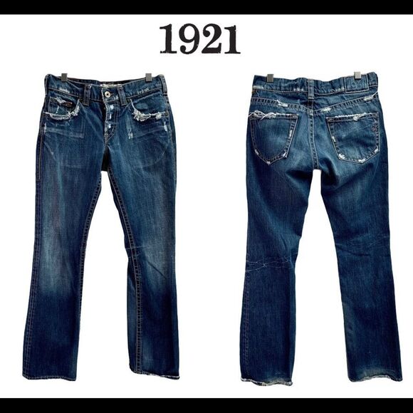 1921 button fly boot cut distressed jeans size 9 - Picture 1 of 12